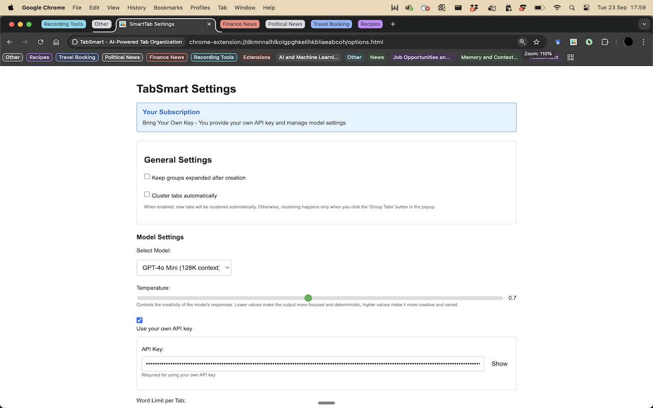 TabSmart settings page 2