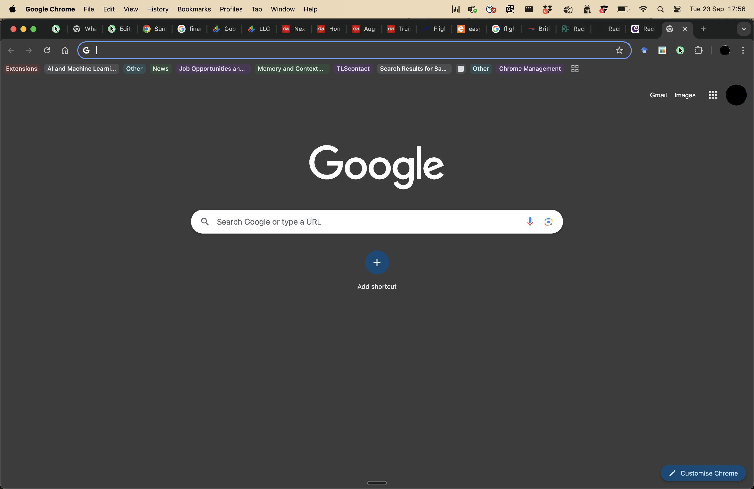 Browser with many unorganized tabs